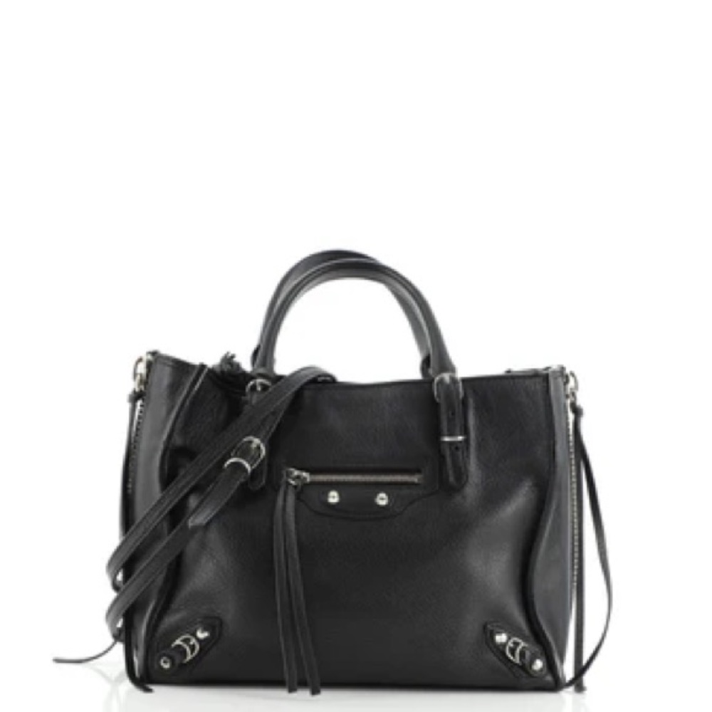 Balenciaga A6 Mini Papier Zip Around Black Leather Handbag
